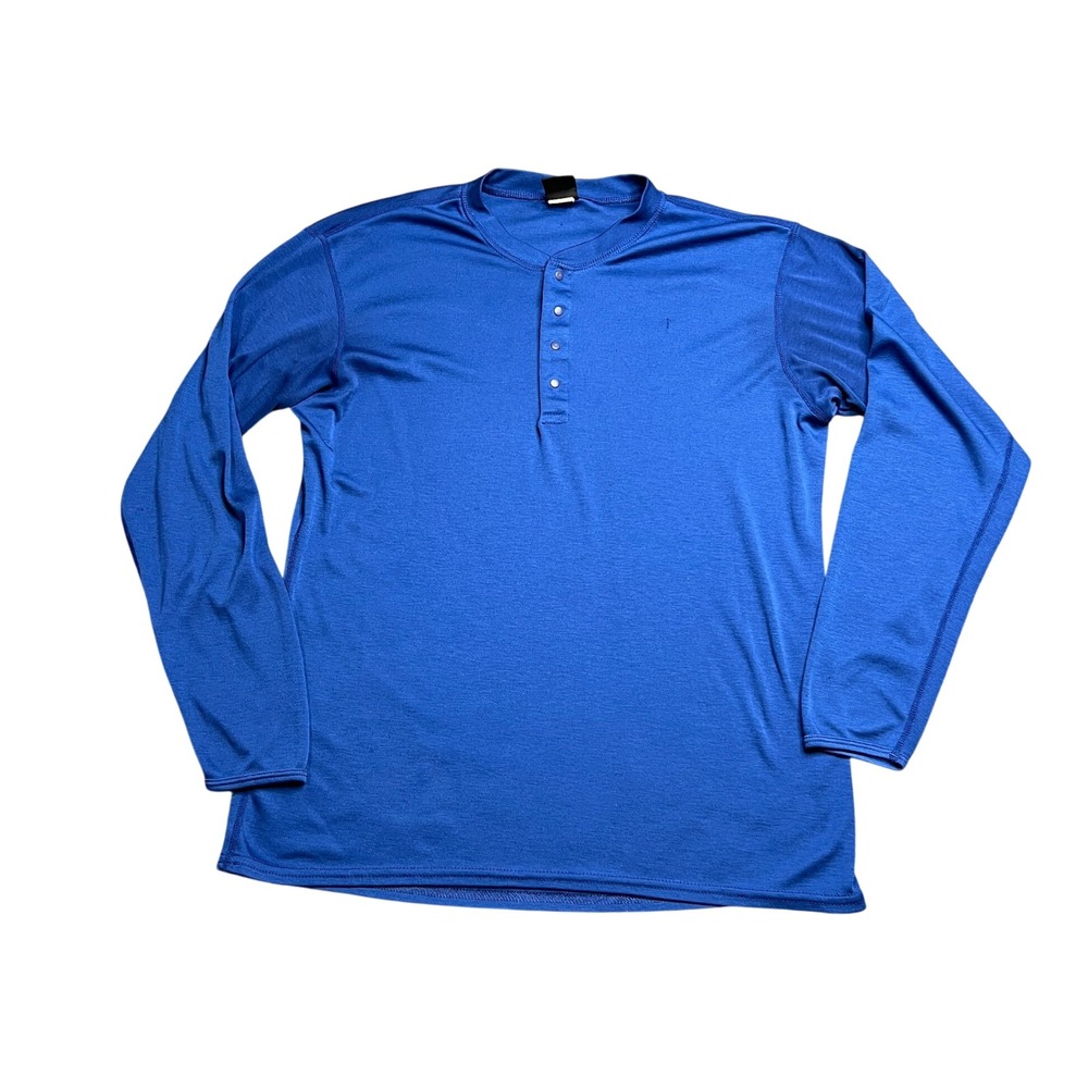 VTG Patagonia Capilene Base Layer Mens Medium Blue L/S Henley Shirt Made in USA